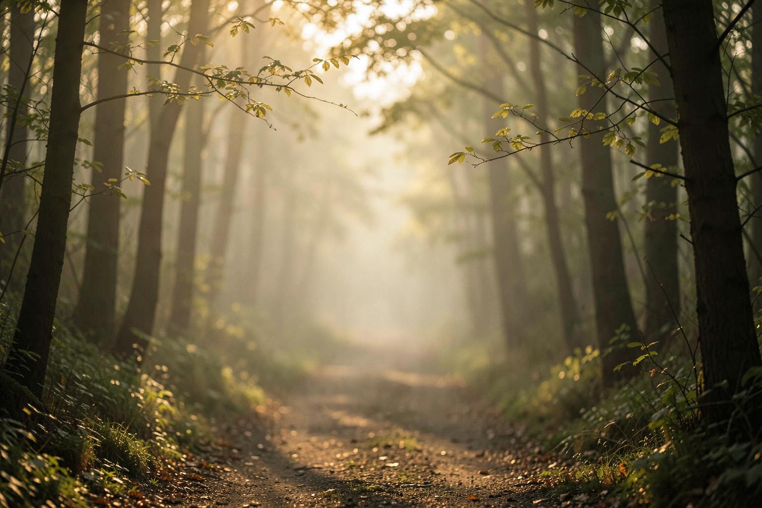 Een pad door de natuur in ochtendlicht